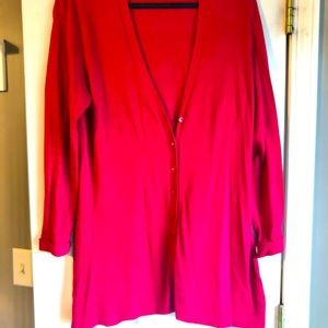 Long red sweater- perfect to pair with leggings